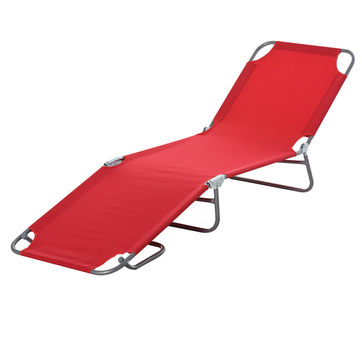 SONNENLIEGE, klappbar, verstellbare Rückenlehne, rostfreier Metallrahmen, 187 x 55 x 24, Rot - Rot, Metall (187/24/55cm)