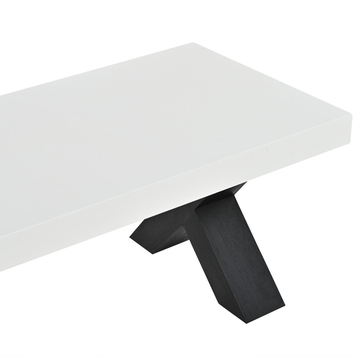 COUCHTISCH DE-37148 mit X-förmigen Beinen und Hochglanzplatte Weiß - Schwarz/Weiß, Holzwerkstoff (100/50/40cm) - ComfortXL