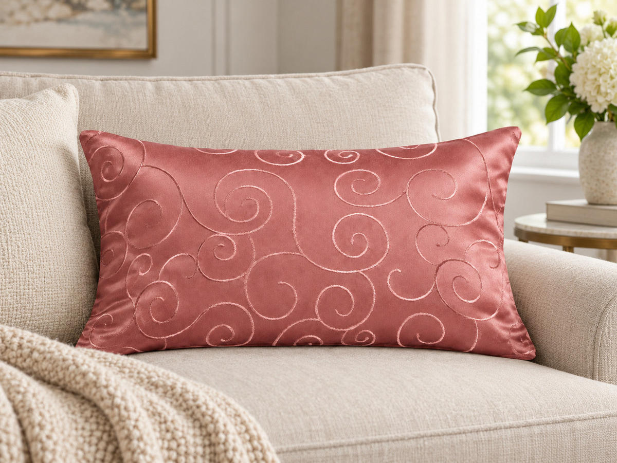 KISSENBEZUG 30x50 cm Altrosa Damast Circle - Altrosa, Textil (30/50cm) - TiborTex