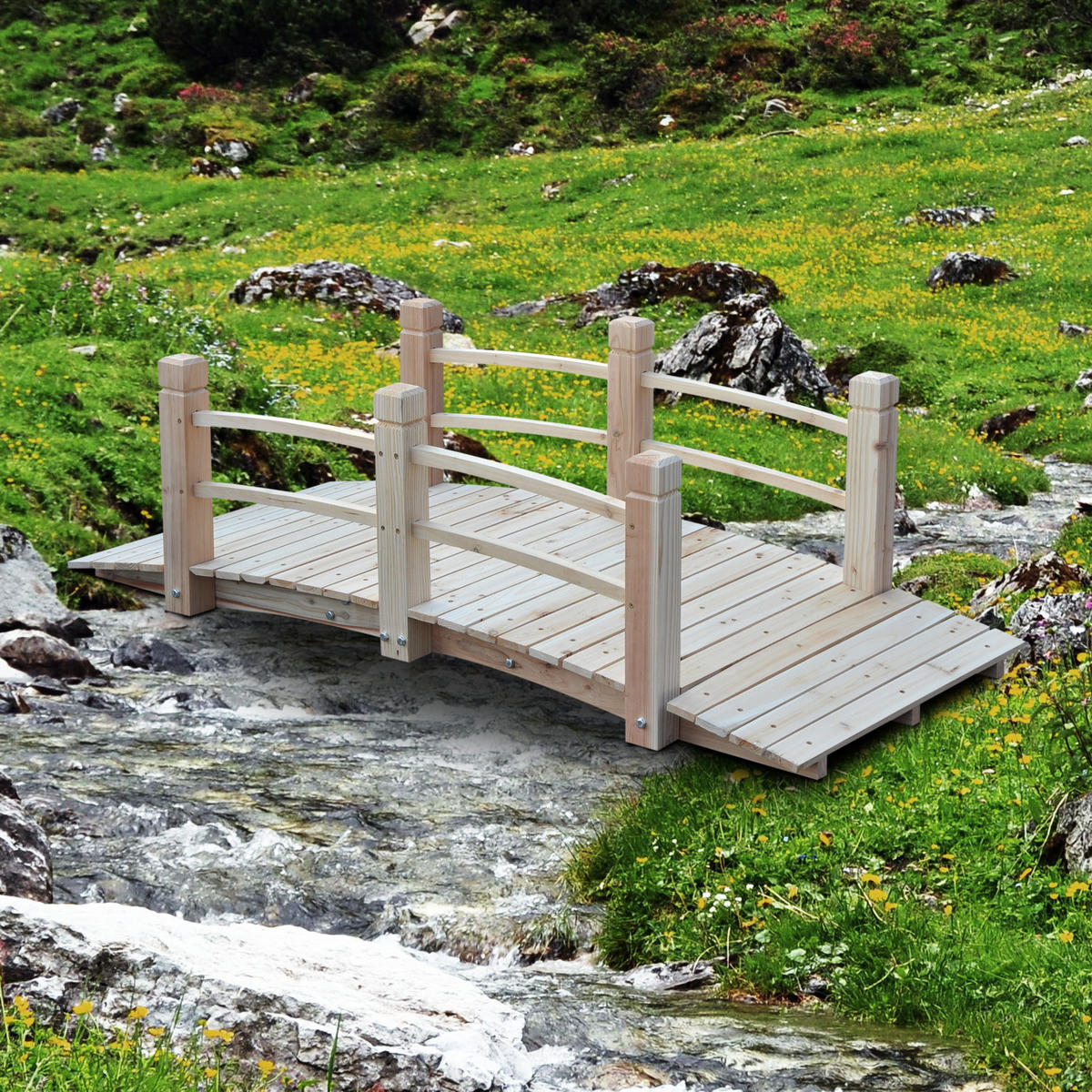 GARTENBRÜCKE, Tannenholz, Natur - Naturfarben, Holz (1525/67/48cm) - Outsunny