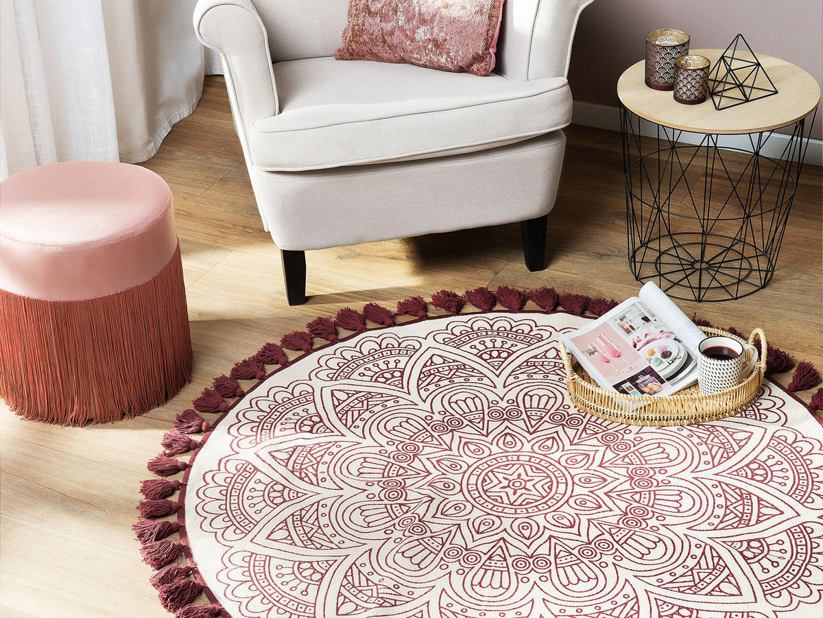 VINTAGE-TEPPICH Ayakli 120/120 cm - Rot, Textil (120/120cm) - Beliani