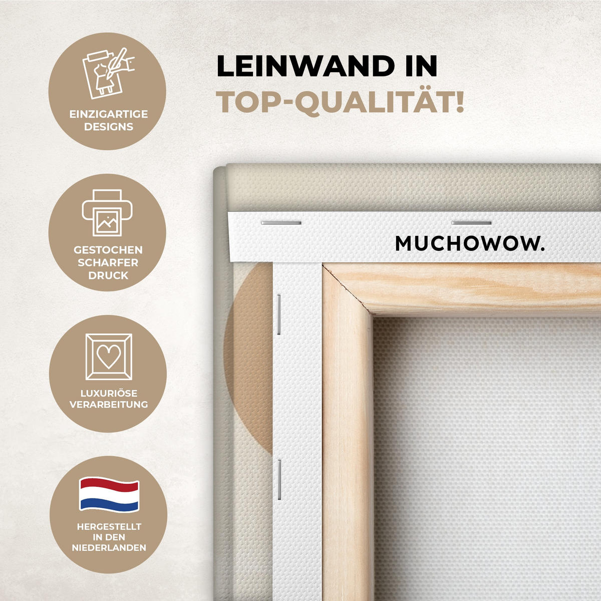 LEINWANDBILD Japandi - Landschaft - Beige 60x90 cm - Cognac, Textil (60/90cm) - MuchoWow