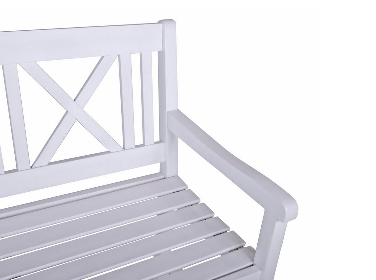GARTENBANK Nice 3-Sitzer Terrassenbank - Weiß, Holz (154/89/59cm) - DELUKE