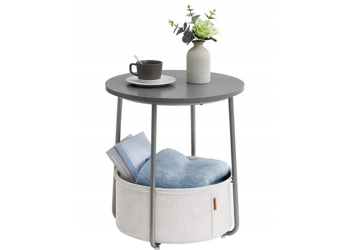 BEISTELLTISCH mit Korb - Grau, Metall (45/45/50cm) - A2A Home