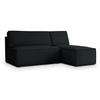 ECKSOFA BRISO P Schwarz Kordstoff mit Schlaffunktion - Schwarz, Holz (200/140cm) - MASSENO