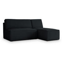 ECKSOFA BRISO P Schwarz Kordstoff mit Schlaffunktion - Schwarz, Holz (200/140cm) - MASSENO