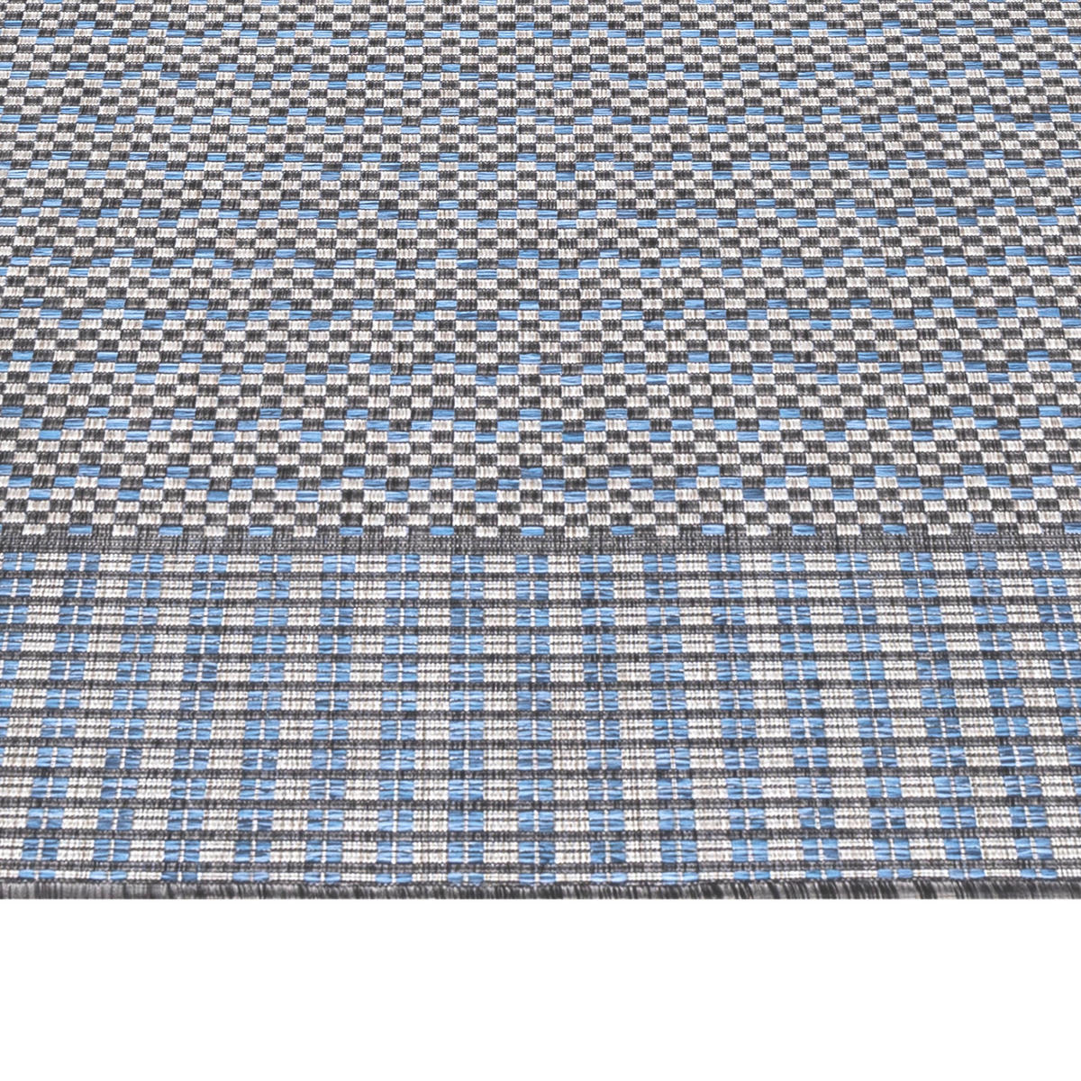 TEPPICH Outdoor Flachgewebe Retro-Design Polypropylen Balkon Grau Läufer 80x250 - Grau, Textil (80/250cm) - KADIMA DESIGN