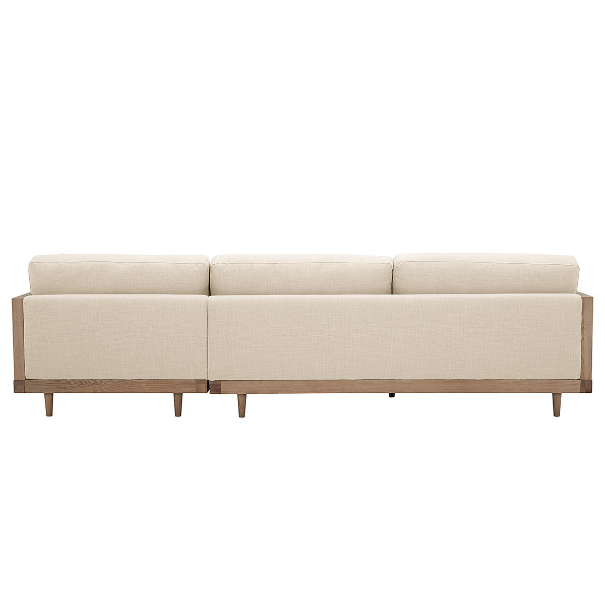 ECKSOFA mit Longchair - Beige - Eschefarben/Hellgrau, Holz/Textil (302/96cm) - home24