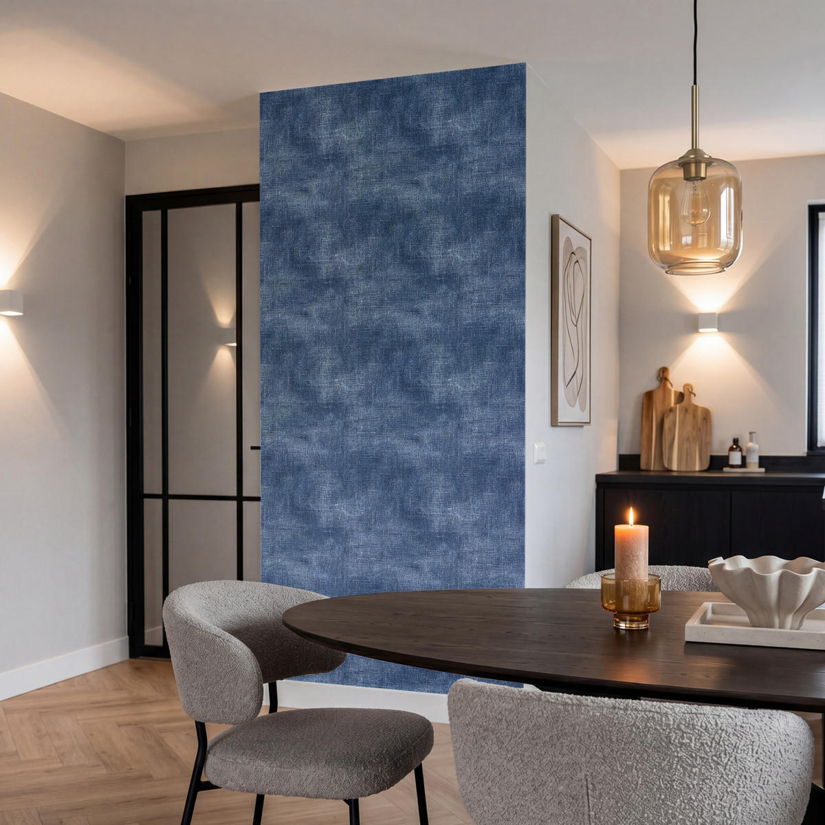 TAPETE - Leinen - Textur - Muster - Denim - Rustikal - 120x240 cm - Blau, Papier (120/240cm) - OnlyWow