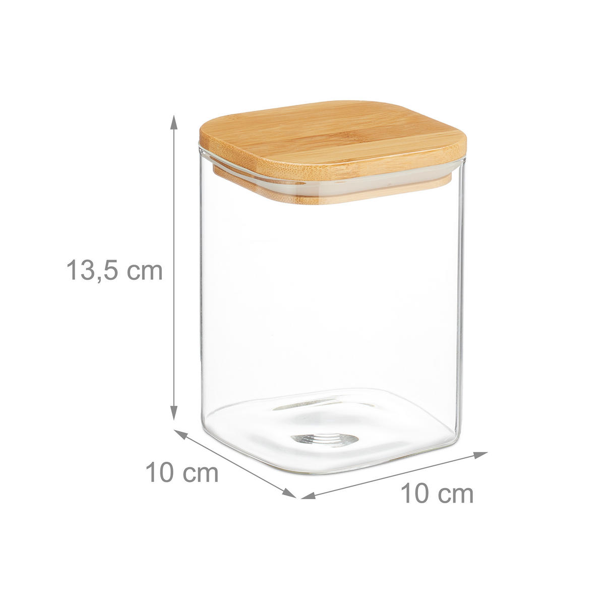 3XVORRATSGLAS - Transparent, Glas/Holz (10/13.5/10cm) - Relaxdays