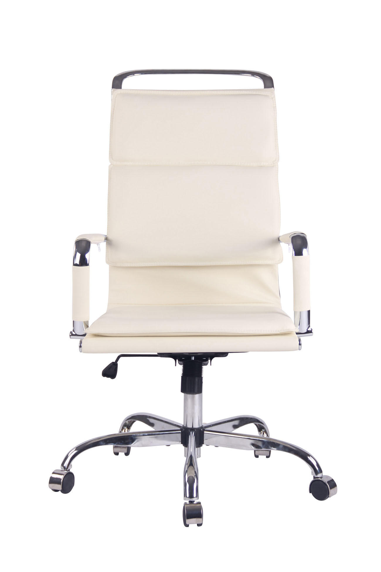 DREHSTUHL Lederlook creme - Chromfarben/Creme, Textil/Metall (58/110/63cm) - CLP