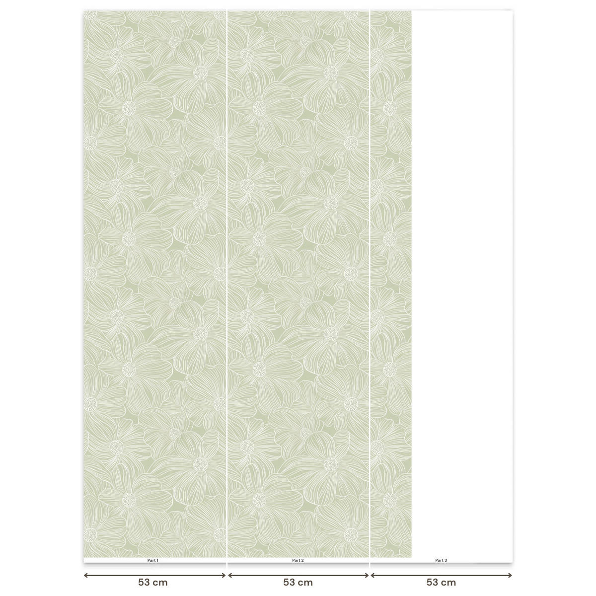 TAPETE - Gelassenheit - Blumen - Grün - 120x200 cm - Salbeigrün, Papier (120/200cm) - OnlyWow