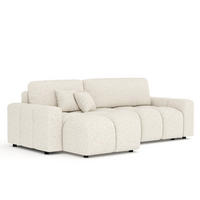 ECKSOFA MIT SCHLAFFUNKTION Ucci Creme Plüschstoff - Creme/Schwarz, Holz/Holzwerkstoff (233/142cm) - Maison de Reve