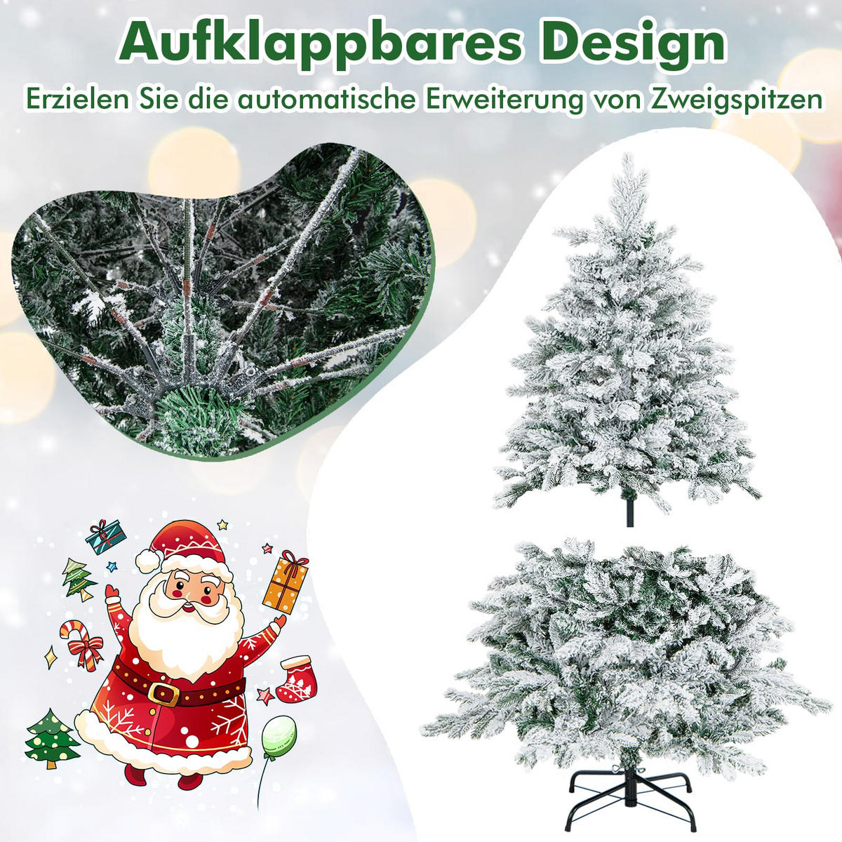 WEIHNACHTSBAUM mit 120 warmweißen LED-Lichtern 135 cm weiß - Weiß, Metall (135cm) - COSTWAY