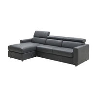 ECKSOFA Morris Echtleder mit Bettfunktion Anthrazit - Anthrazit, Leder/Metall (170/223cm)