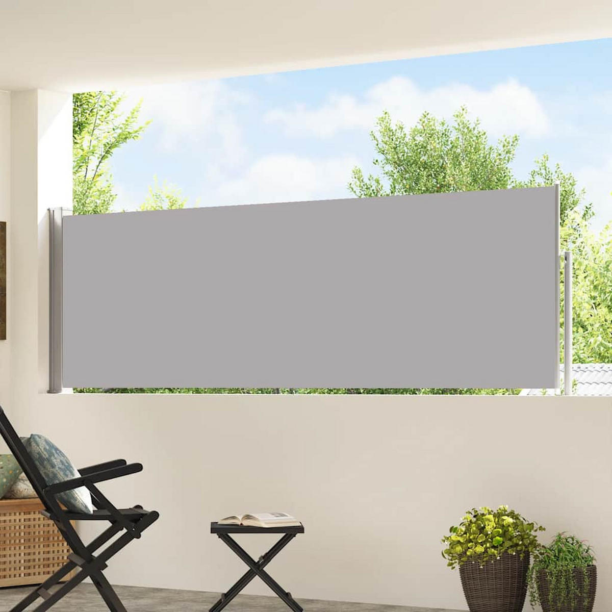 SEITENMARKISE Ausziehbare 100/500 Cm Grau - Grau, Textil (100/500cm) - vidaXL