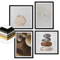 WANDBILDER 4er-Set - 50x50 cm & 40x60 cm Schwarzer Rahmen - Texturen in der modernen Kunst - Schwarz, Kunststoff (50/50cm) - ArtPrintCave