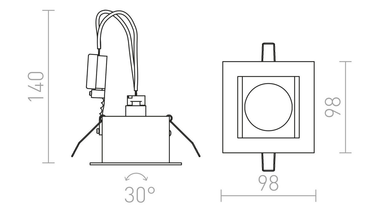 EINBAULEUCHTE MONE I Weiß 50 W - Weiß, Metall (98/98/9.8cm) - Rendl