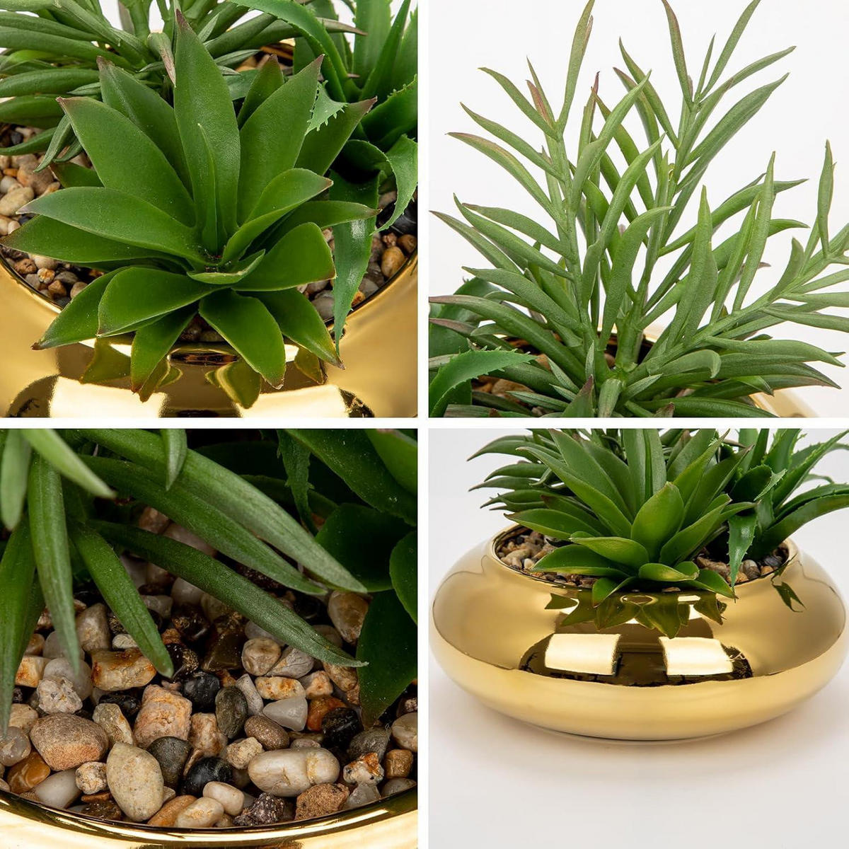 KUNSTPFLANZE Sukkulente im Keramiktopf Gold 18 cm - Goldfarben, Keramik (19.5cm)