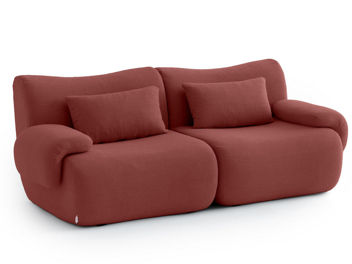 2-SITZER-SOFA Bouclé-Stoff Tiefblau - Terracotta, Textil (194/73/95cm) - MILYsofa