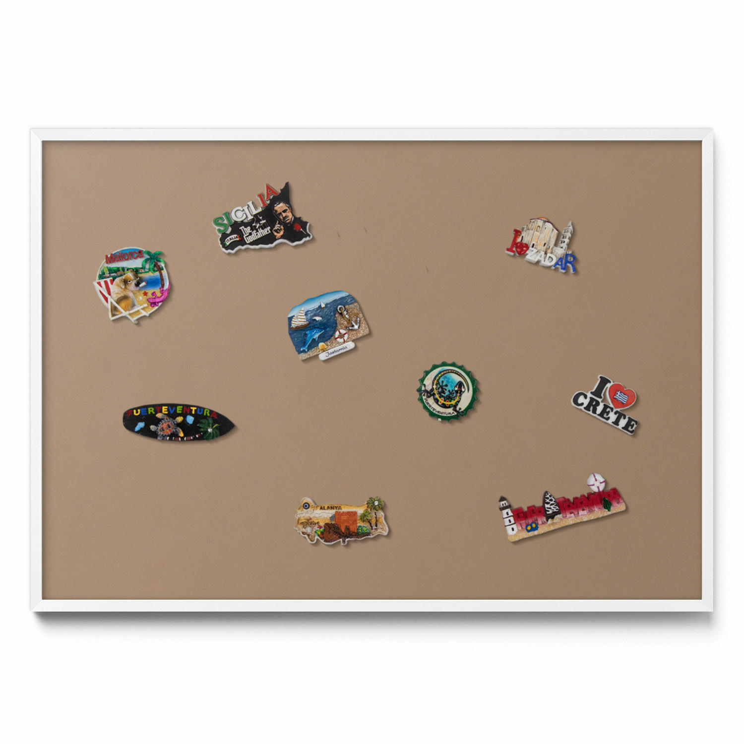 MAGNETTAFEL 100x70 cm Weißer Rahmen Hellbraun - Trüffeleichefarben, Metall (100/70/0.4cm) - TULUP