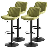 BARHOCKER 4er-Set Grün mit Samtbezug, höhenverstellbar und 360° drehbar - Grün, Metall (47/87/46cm) - PANGIVO