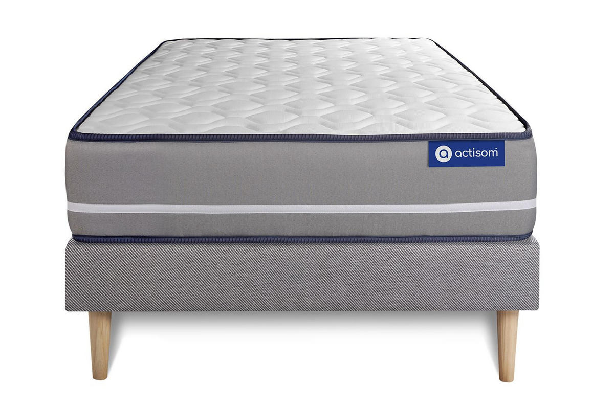BETT Actimemo pur Memory-Schaum 90 x 200 cm h3 - Kit Bettgestell Grau - Beige/Grau, Holz (90/200cm) - ACTISOM
