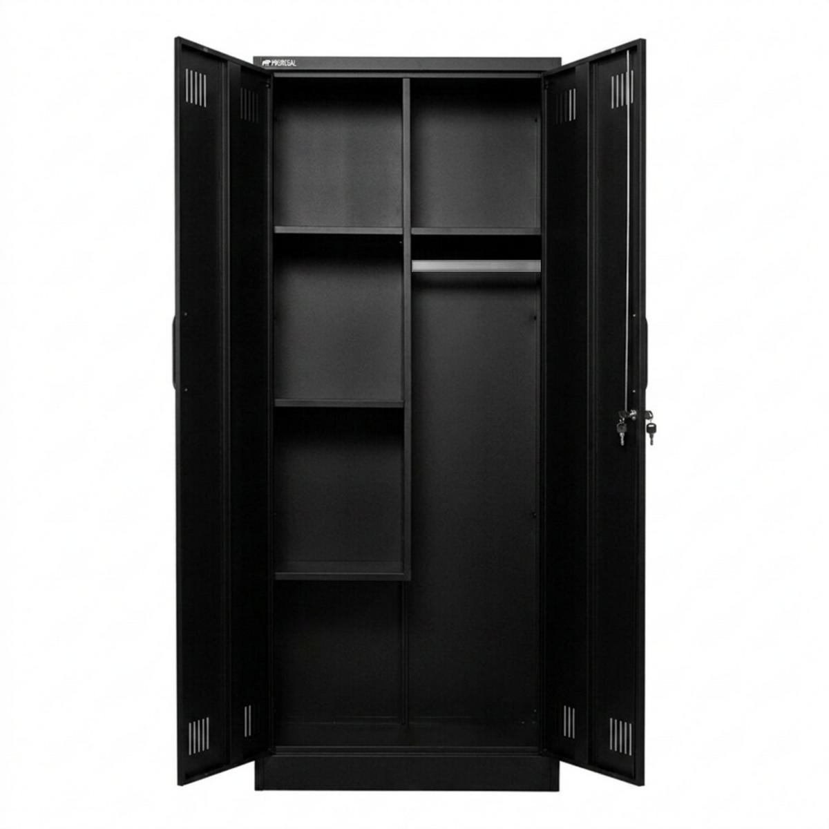 PUTZMITTELSCHRANK Rhino Metall 170x70x30cm Schwarz - Schwarz/Weiß, Metall (70/170/30cm) - PROREGAL