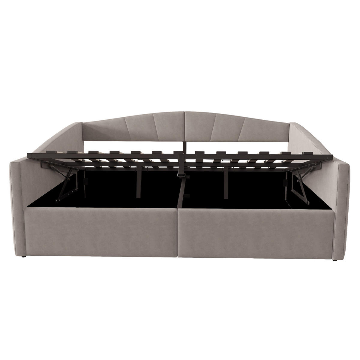 POLSTERBETT 140/200 cm mit hydraulischer Lagerung und Armlehnen in Grau - Dunkelgrau, Leder (140/200cm) - OKWISH