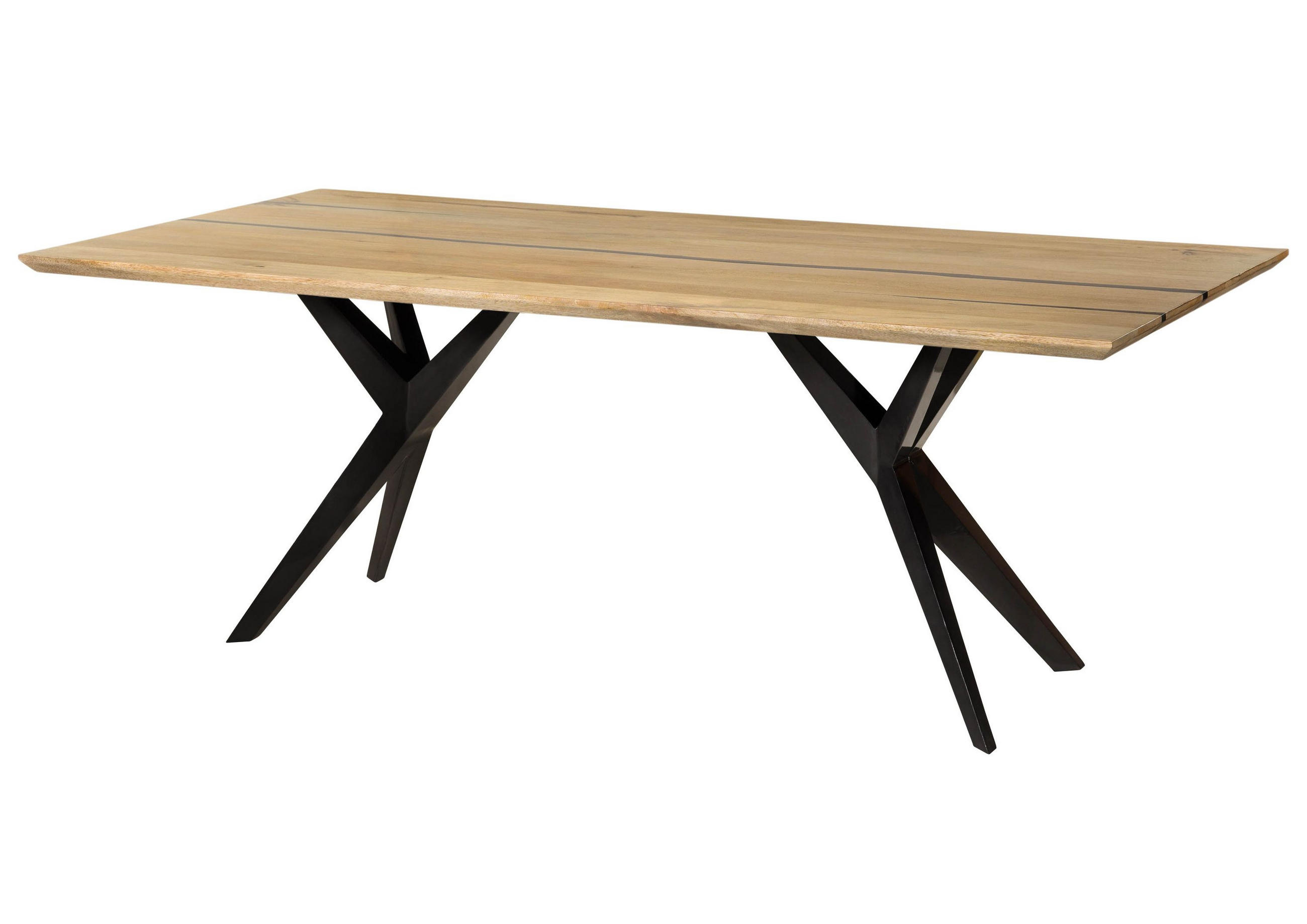 ESSTISCH Mango 180x90x76 natur lackiert / Epoxid schwarz, Sterngestell anthrazit glänzend EPOXY - Naturfarben, Holz (180/90/76cm) - Massivmoebel24