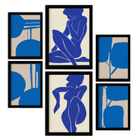 POSTER Set Mit 6 Mettle Körper 2 In Weibliche Zusammenfassung Ästhetische Dekorative Gemälde Für Ihr Wohnzimmer Zuhause A3 & A4 Schwarzer Rahmen - Schwarz, Papier (29/3cm) - Nacnic