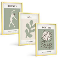 BILDER SET 3er Set - 40x60 cm Goldrahmen - Abstrakte Pflanzenfiguren - Goldfarben, Kunststoff (40/60cm) - TULUP