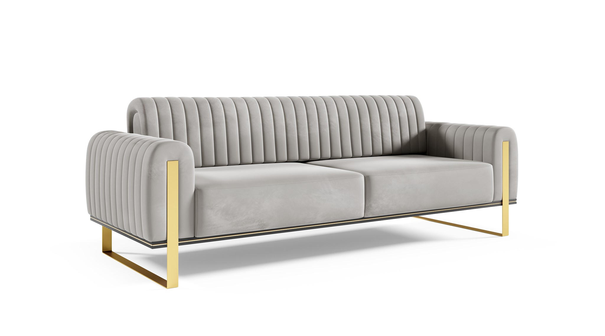 SOFA Valerie 3-sitzer - Hellgrau, Holzwerkstoff/Textil (228/79/90cm) - Fun Möbel