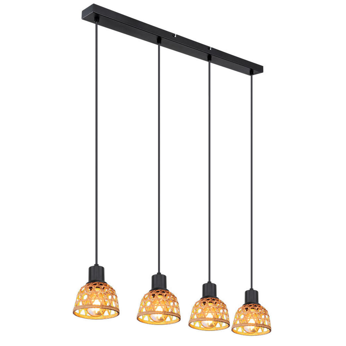 HÄNGELEUCHTE Metall Bambusoptik Schwarz - Schwarz, Holz (72/13/120cm) - Globo Lighting