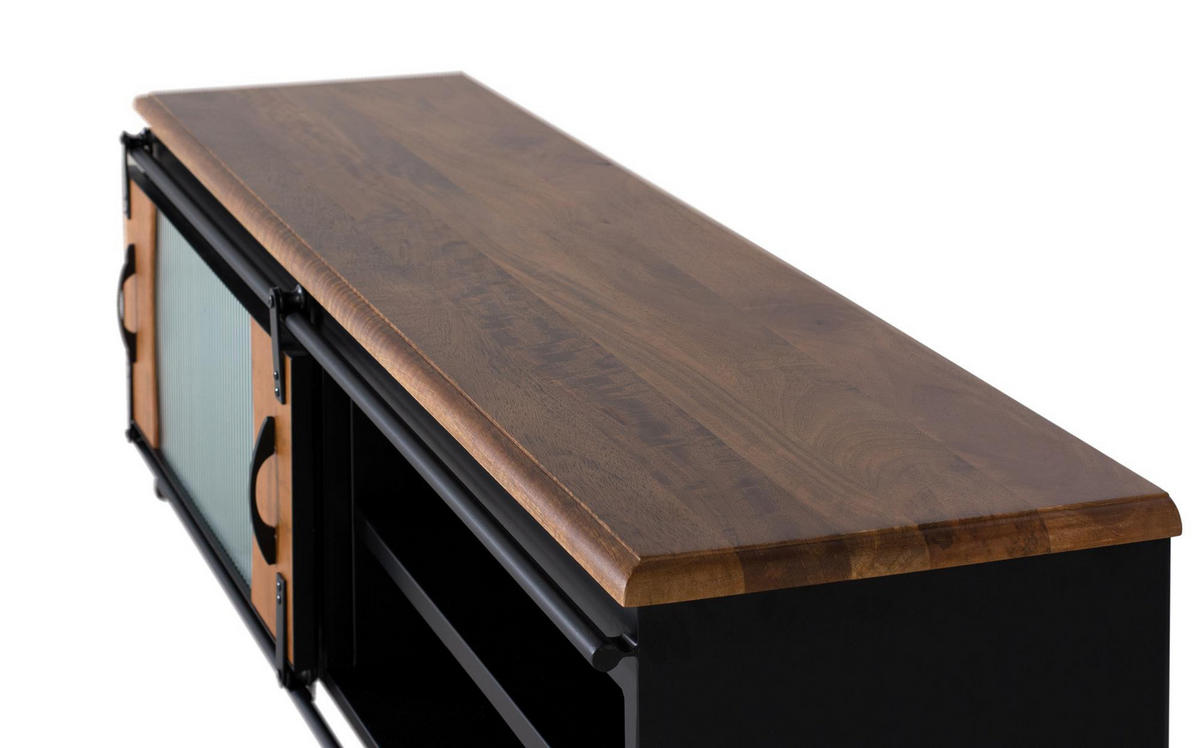 TV-SCHRANK aus Mangoholz und Metall - Schwarz, Holz (160/50/40cm) - Giner y Colomer