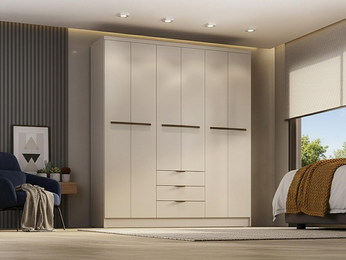 KLEIDERSCHRANK - 180 cm x 46.5 cm - holz - beige Peroli - Beige, Holz (180/206/46.5cm) - Vente-Unique