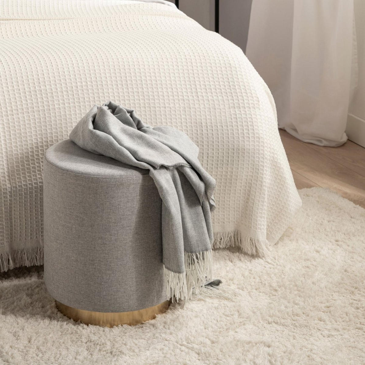 POUF Fani Grau 36 cm x 40 cm - Grau, Textil (36/40/36cm)