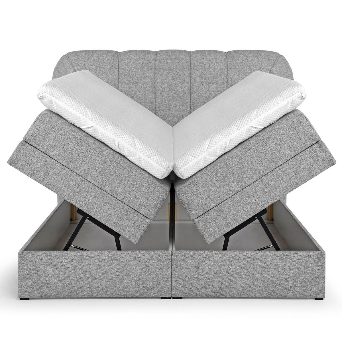 BOXSPRINGOVÁ POSTEL Romeo s elektrickým polohováním matrace, 140x200 cm, šedá - šedá, textil (140/200cm) - Beautysofa