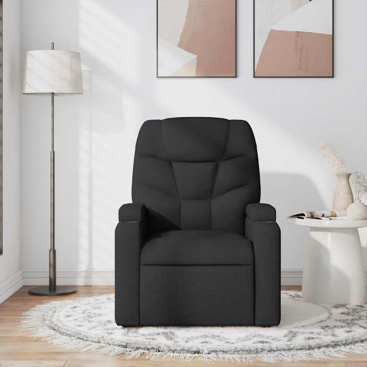 MASSAGESESSEL Liegen Armlehnen 74/89/100 cm Schwarz Stoff - Schwarz, Textil (89/100/74cm) - vidaXL