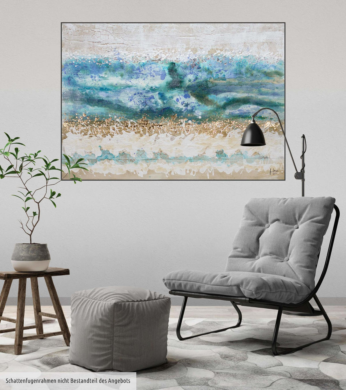 ÖLGEMÄLDE 100/75 cm - Blau/Beige, Holz/Textil (100/75cm) - KUNSTLOFT