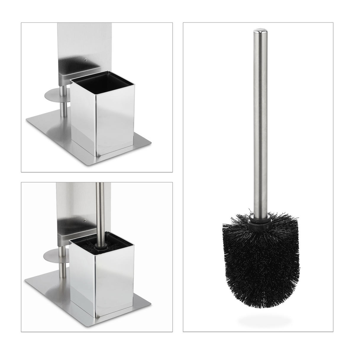 WC-GARNITUR - Silberfarben, Kunststoff/Metall (25/69/18cm) - Relaxdays