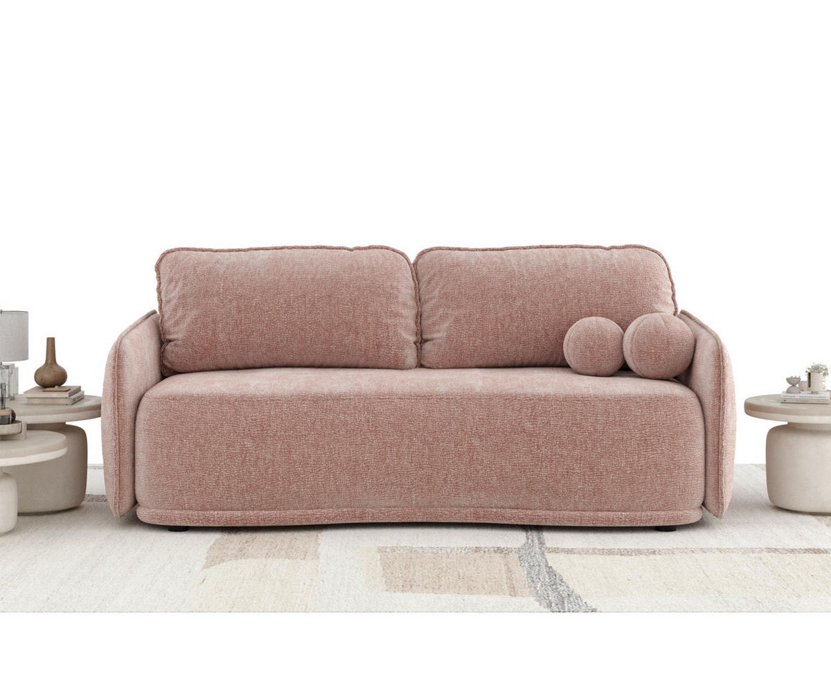 SCHLAFSOFA Mitsis Rosa Chenille - Schwarz/Rosa, Holz/Holzwerkstoff (231/93/106cm) - Maison de Reve