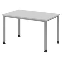 SCHREIBTISCH Serie-H Gestell: Silber 80/120/74 cm in Grau - Grau, Holzwerkstoff (80/120/74cm) - bümö