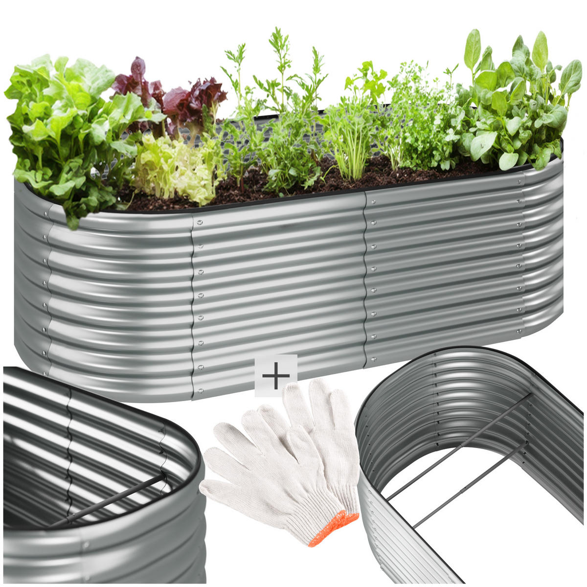 HOCHBEET Flormma,200 x 100 x 60 cm,silber - Silberfarben, Metall (200/60/100cm) - tectake