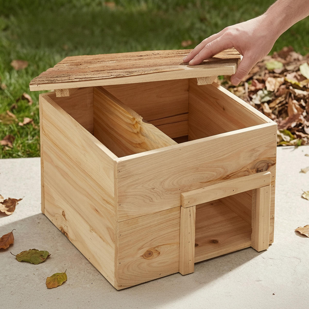 IGELHAUS Natur Tannenholz 22,5x32x27 cm - Hellbraun, Holz (32/22.5/27cm) - Relaxdays