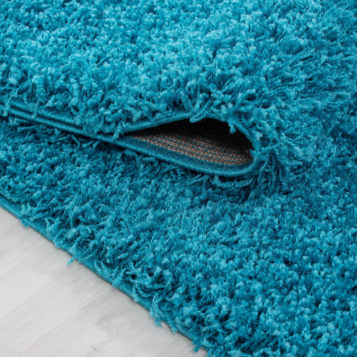 TEPPICH Hochflor Unifarben Polypropylen Wohnzimmer Shaggy Türkis Rechteckig 240x340 - Türkis, Textil (240/340cm) - KADIMA DESIGN