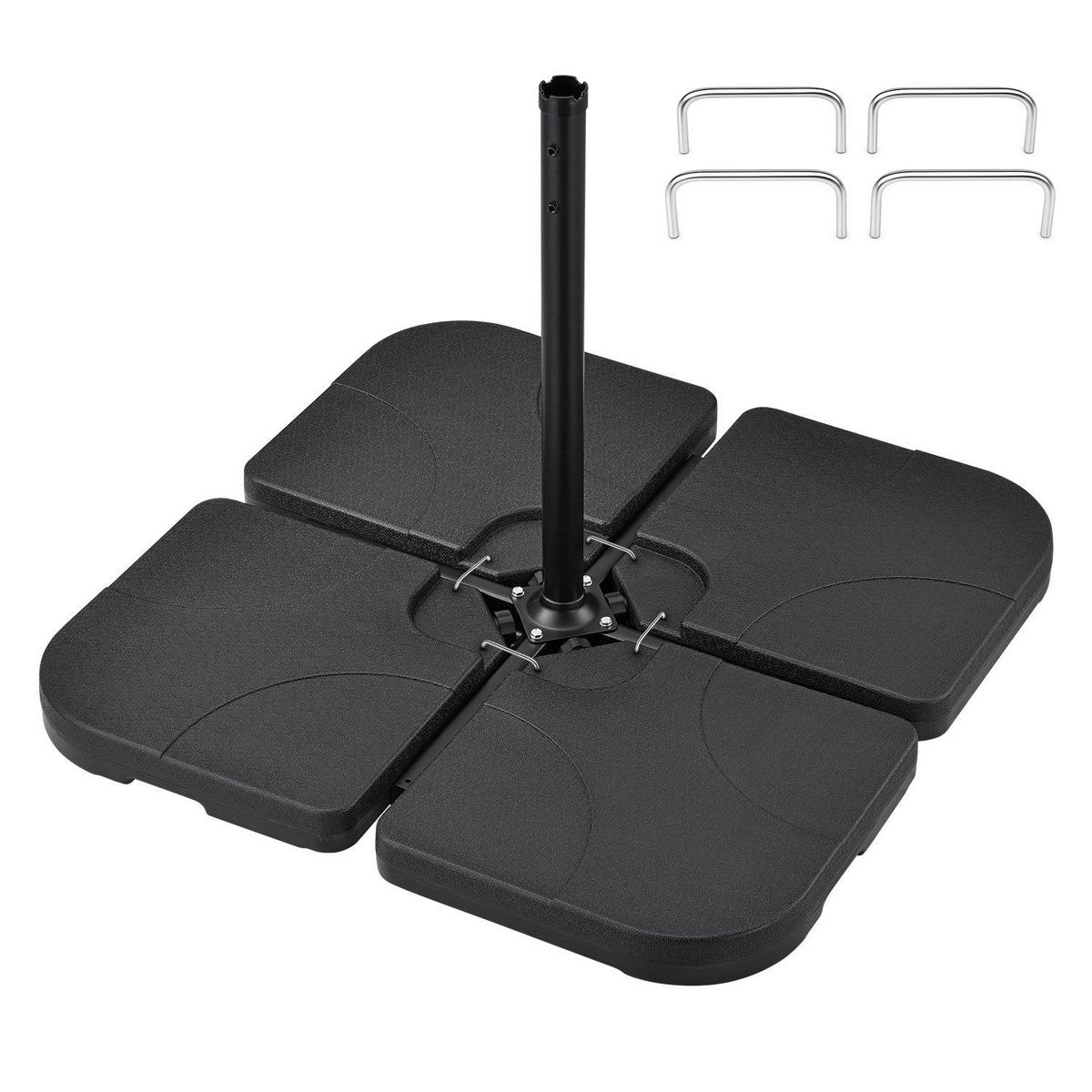 SCHIRMGEWICHT Quad 4 befüllbare Gewichte schwarz - Schwarz, Kunststoff (50/7.5/50cm) - Juskys