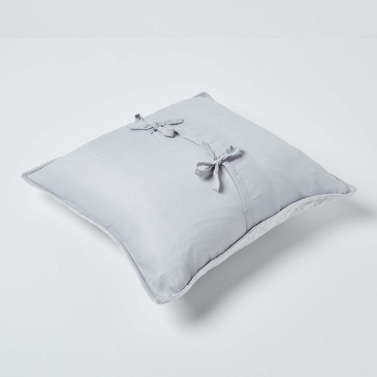 KISSENHÜLLE Samt gesteppt, Eternity-Rings 45/45 cm - Grau, Textil (45/45cm) - Homescapes