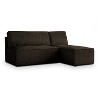 ECKSOFA BRISO M Braun Velours-Stoff mit Schlaffunktion - Braun, Holz (200/140cm) - MASSENO
