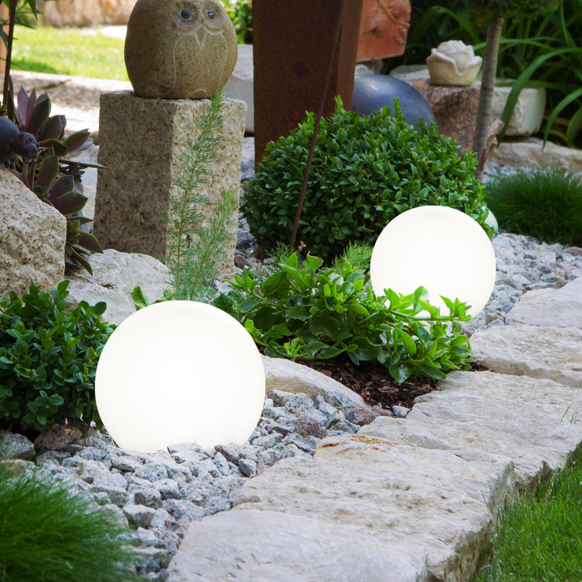 LED AUSSENLEUCHTE Solarkugel Weiß 3er Set - Weiß, Kunststoff (10/10/38cm)